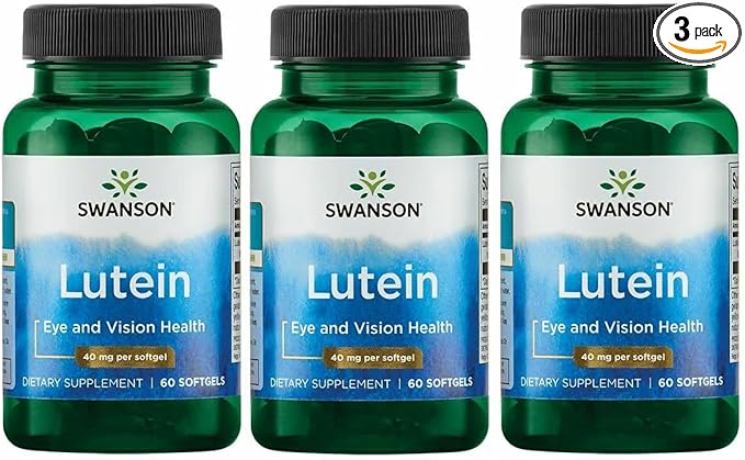 Swanson Lutein Eye Vision Retina Macula Health Supplement 40 mg 60 Softgels Sgels (3 Pack)