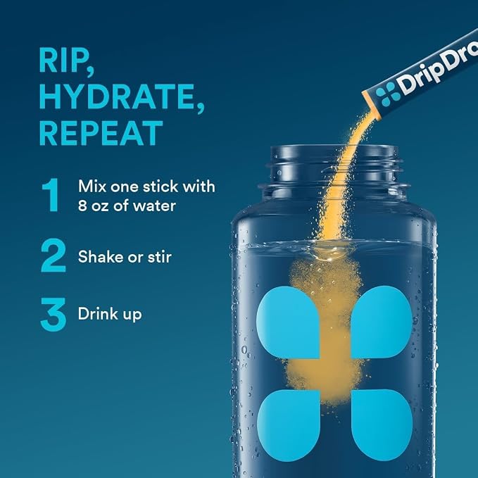 DripDrop Hydration Packets - Tropical Variety Pack - Single Serve Electrolytes Powder Drink Mix - Mango, Açaí, Passion Fruit, Piña Colada - Non-GMO, Gluten Free, Vegan - 16 Sticks