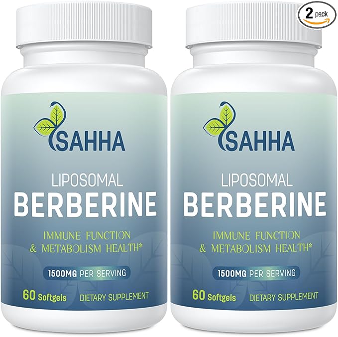 Sahha Liposomal Berberine HCL 1500mg High Bioavailability for Men and Women Overall Health Supplement（2 Pack）