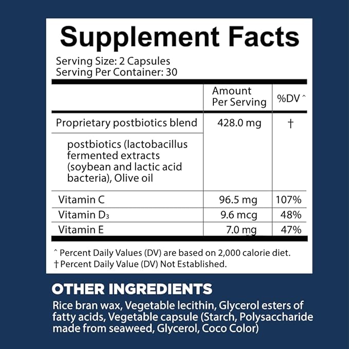 FRESHLITE Premium Vegan Postbiotics for Gut Health | IBS. Diarrhea. Bloating | Advanced Postbiotics Formula Beyond Pre & Probiotics | Vitamin C, D3 & E | Non-GMO, Gluten-Free, 60 Capsules Japan Made