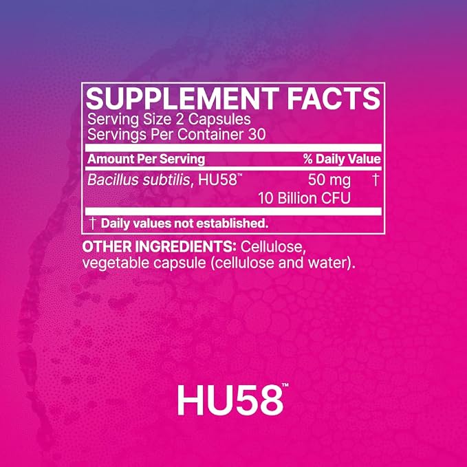 Microbiome Labs HU58 Bacillus Subtilis Probiotics for Women and Men - High Potency Spore Probiotic for Digestive Health & Immune Support - Daily Capsules with 10 Billion CFU (60 Capsules) (Pack of 2)