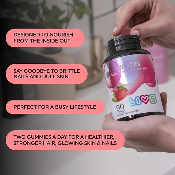 LIVS Biotin Gummies 10000mcg – Supports Healthy Hair, Skin & Nails | Vitamin B7 Supplement for Women & Men | Natural Grape Flavor | Vegan, Gluten Free & Non-GMO | 90 Count with 45 Servings
