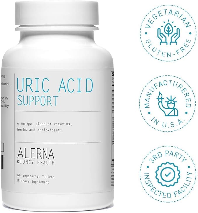 Uric Acid Support - Tart Cherry, Celery Extract, Turmeric, Quercetin - Support Normal Kidney Function - 60 Vegetarian Tablets