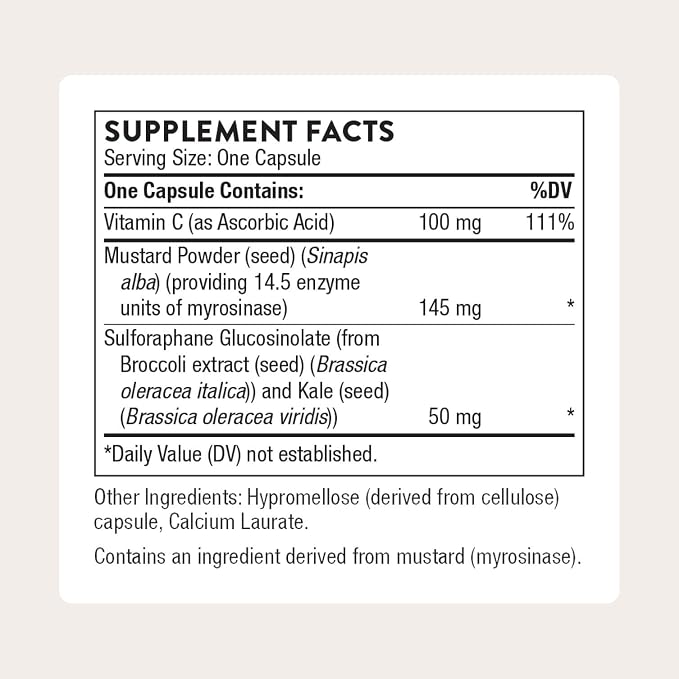 THORNE - Broccoli Seed Extract - Supports Liver Detox & Provides Antioxidant Support* - Sulforaphane Glucosinolate (SGS), Vitamin C & Mustard Powder Supplement - Third-Party Certified - 60 Capsules