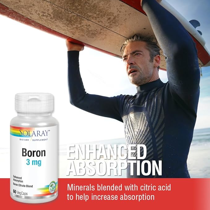 Solaray Boron Citrate 3mg | Herb Base | Healthy Bones, Brain Function & Joint Support | Enhanced Absorption | 60 VegCaps