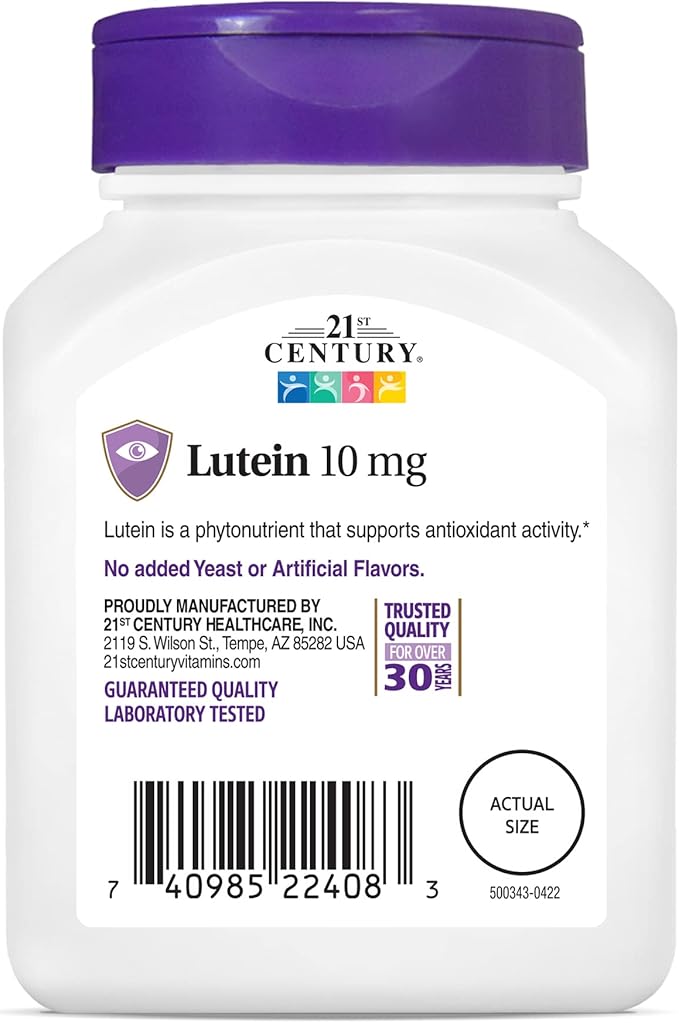 21st Century Lutein 10 mg Tablets, 60 Count (Pack of 2)