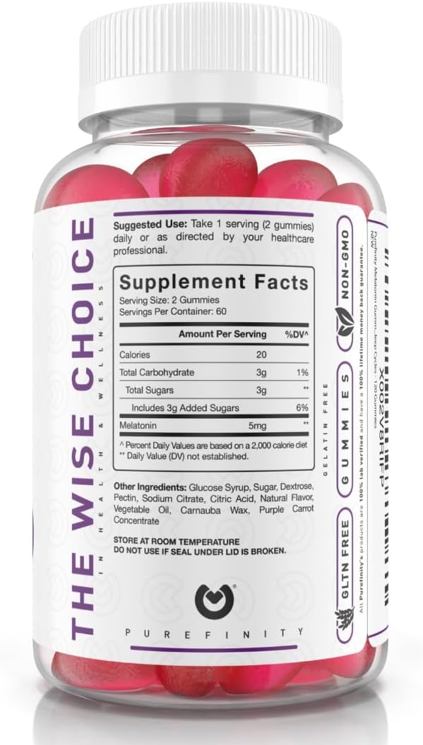 PUREFINITY Melatonin Gummies 5mg for Kids – Each Delicious Gummy is 2.5mg (2 Per Serving) for Easily Customizing Your Night, Gluten Free, Non-GMO, Vegan, 120 Count (Pack of 2)