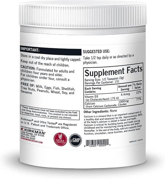 Calcium w/Vitamin D Powder (Unflavored) 16 oz