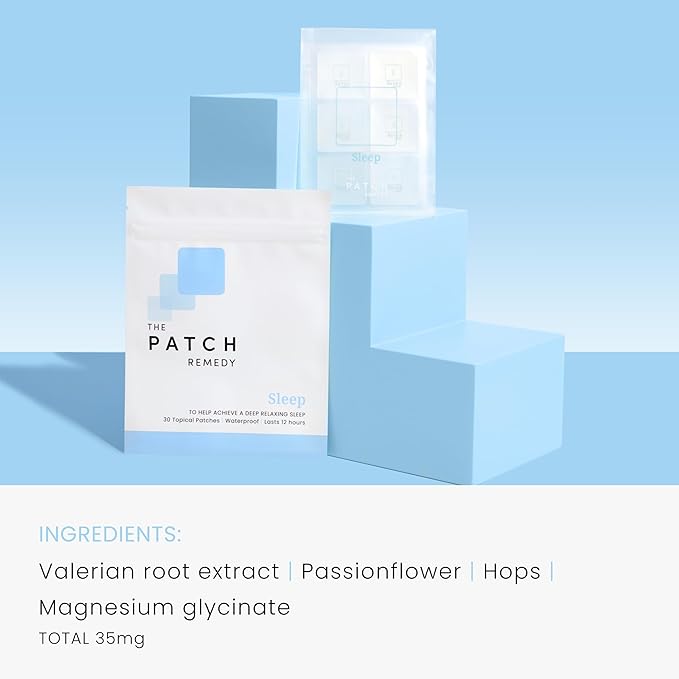 The Patch Remedy Sleep | Valerian, Passionflower, Hops, Magnesium Glycinate | 30 Patches
