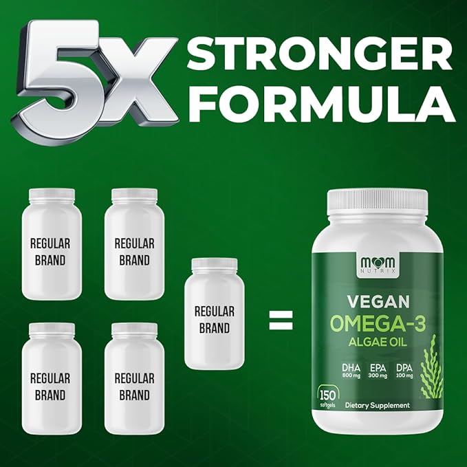 Fish Oil Alternative - Vegan Omega 3 Supplement Algae Oil DHA, EPA, DPA - Plant Based Omega 3 Fatty - Organic & Non-GMO - 150 Softgels