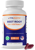 Vitamatic Beet Root 20:1 Extract Capsules 800 mg Per Serving (Beta vulgaris) – Nitric Oxide Support Supplement – Non-GMO, Gluten Free – 120 Veggie Capsules – Made in USA