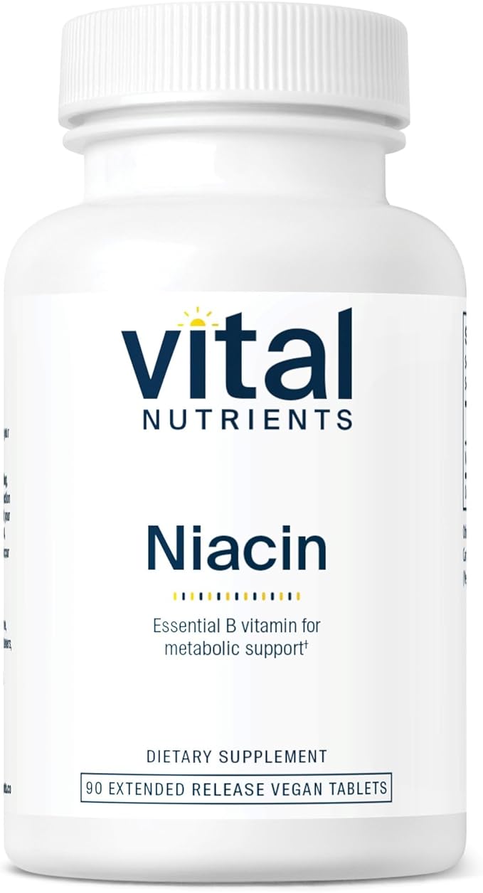 Vital Nutrients Niacin 500mg - Timed-Release Niacin Supplement for Men & Women - Vitamin B3 Supports Heart Health and Protein & Fat Metabolism - Gluten, Dairy, Soy Free - Non-GMO - 90 Tablets