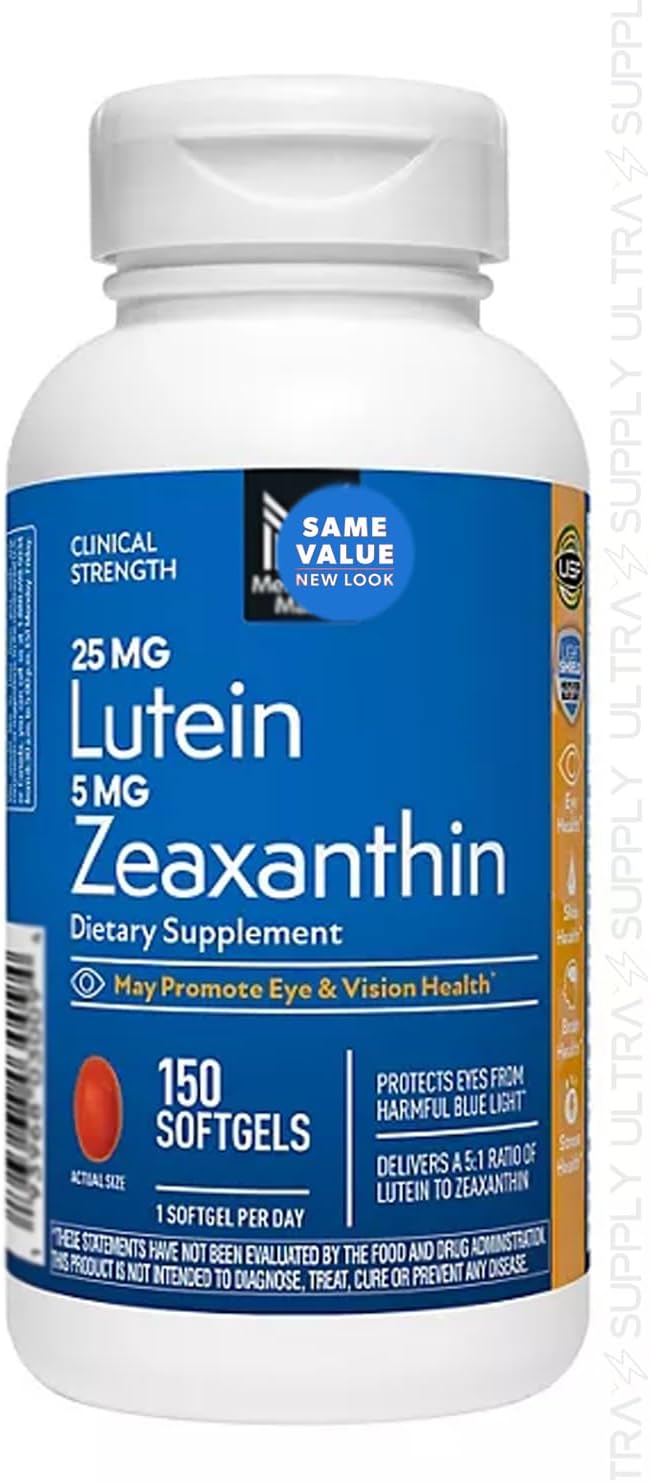 Members Mark Lutein with Zeaxanthin, 25 mg & 5 mg, (150 Count.) – Supports Eye & Vision Health, Blue Light Protection, USP Verified