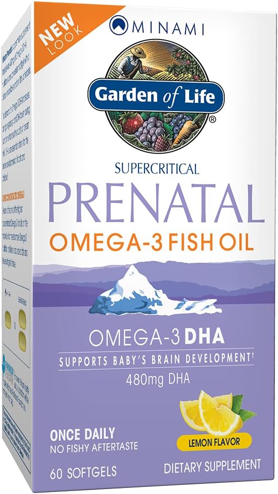 Garden of Life Prenatal DHA Omega 3 Fish Oil Supplement - Minami Natural Prenatal, Lemon, 60 Softgels