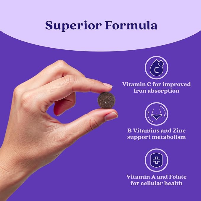 BeLive Iron Gummies - Multivitamin Iron Supplement with Vitamin C, A, B & Zinc, Supports Blood Oxygen, Vegan Supplements for Women, Men & Kids for Growth and Development - Grape Flavor | 3-Pack