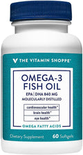 The Vitamin Shoppe Omega 3 Fish Oil 1100 mg EPA & DHA Softgels, Unflavored Fish Oil Supplement for Men and Women, Gluten Free, Dairy Free, 60 Softgels