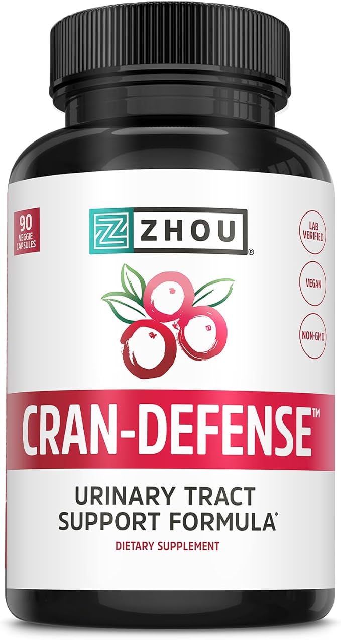 ZHOU Cran-Defense - Cranberry Pills for Women & Men, D Mannose with Cranberry Extract, 1000 mg D-Mannose Per Capsule for Urinary Tract Health, Antioxidant Support - 90 Veggie Capsules
