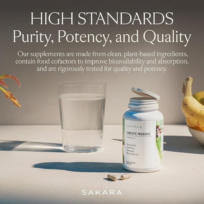 SAKARA Complete Probiotic - Prebiotics and Probiotics for Women Digestive Health Supplements, Supports Bloating, Immune System & Skin Radiance, Gut Health for Women with 3 Billion CFU's - 180 Capsules
