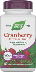 Nature's Way Premium Blend Cranberry, Urinary Tract Health Support*, with 100% Cranberry Concentrate, 400 mg Per Serving, 60 Capsules (Packaging May Vary)