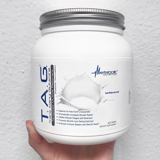 Metabolic Nutrition, TAG, Trans Alanyl Glutamine, 100% L-Glutamine Peptide Powder, Pre Intra Post Workout Supplement, 400 Grams (40 Servings) (Green Apple)