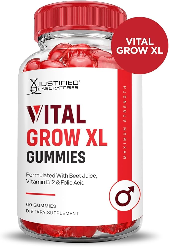 Justified Laboratories (2 Pack Vital Grow XL Performance Gummies 1000MG Advanced Formula Formulated with ACV Pomegranate Beet Juice Powder B12 Vegan Non GMO 120 Gummys