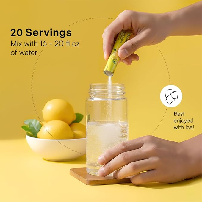 KEY NUTRIENTS Electrolytes Powder Packets - Multivitamin Lemonade 20 Pack Hydration Packets - Travel Hydration Powder - Improved Refreshing Taste - Made in USA - No Sugar, No Calories, Gluten Free