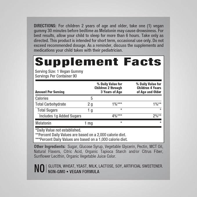 Piping Rock Kids Melatonin Gummies | 1mg | 90 Count | Supplement for Children | Mixed Berry Flavor | Vegan, Non-GMO, Gluten Free