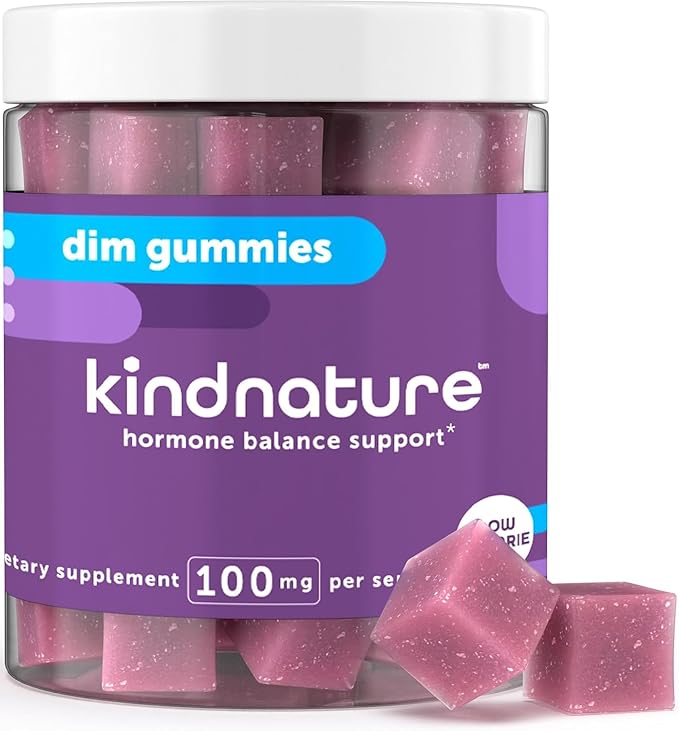 kindnature DIM Gummies 100mg – Hormone Balance Support for Women – Diindolylmethane Supplement for Estrogen Metabolism, Menopause & Skin Wellness – Vegan, Non-GMO, Gluten-Free – 60 Gummies