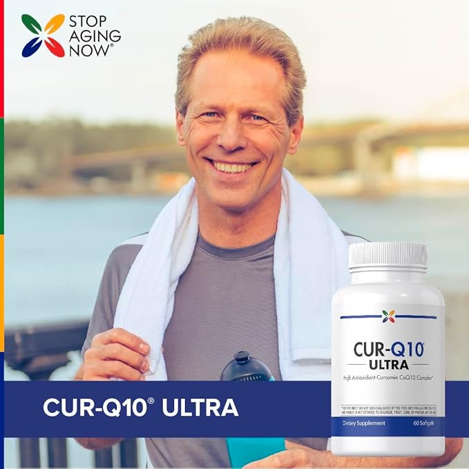 Stop Aging Now - Curcumin CoQ10 Complex - with Turmeric Root Extract - Antioxidant & Cardiovascular Support - 60 Softgels