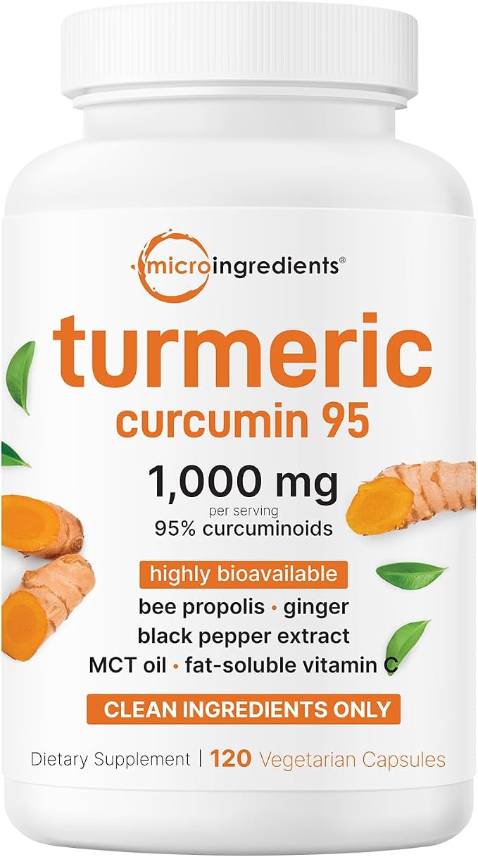 Micro Ingredients Pure Turmeric Curcumin Supplement 1,000mg – 95% Curcuminoids with Black Pepper & Ginger – High Absorption for Joint & Antioxidant Support* – Filler Free, 120 Veggie Capsules