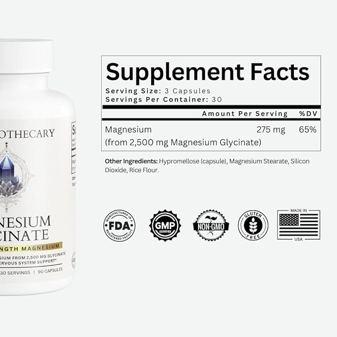 Magnesium Glycinate 275mg - High Absorption Chelated Magnesium Supplement - Magnesium Bisglycinate - Essential Mineral - Vegan Non-GMO Gluten-Free - 90 Capsules