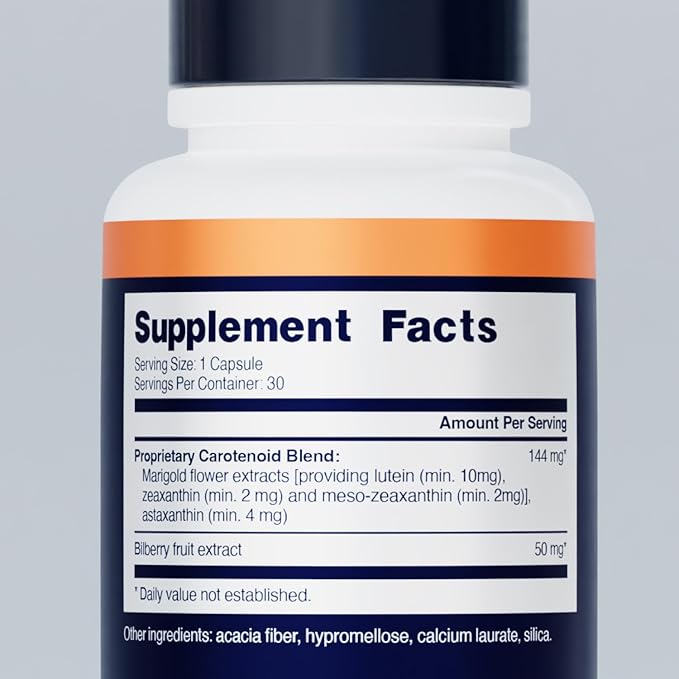 Simply Macu MD – Advanced Vision Support Supplement with Lutein, Zeaxanthin, Meso-Zeaxanthin & Astaxanthin – Bilberry Extract – Vegan, Non-GMO, Gluten Free – 30 Day Supply (30 Capsules)