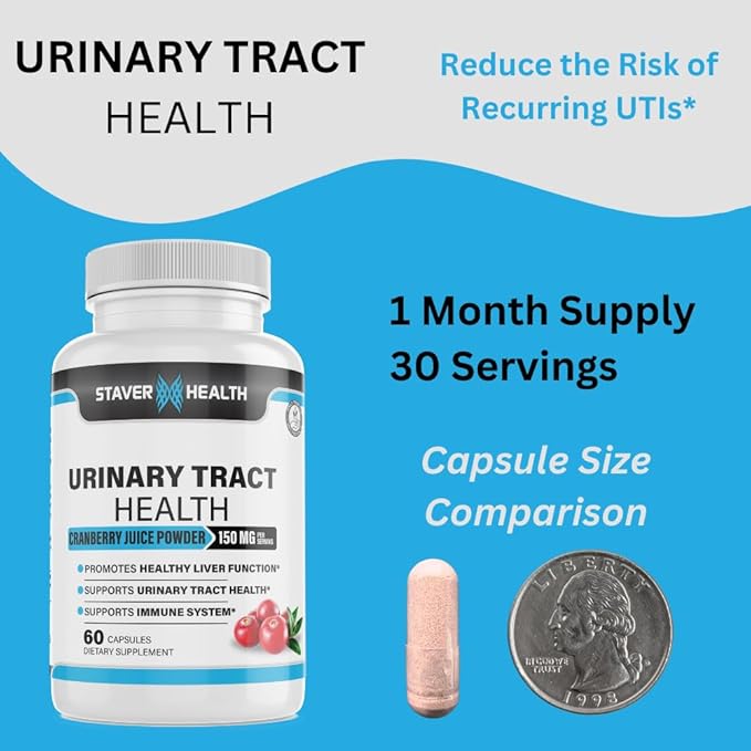 Urinary Tract Health, Cranberry Pills for Women, D Mannose 1000mg Capsules - Dandelion Herb Supplement - Helps Women Health, 60 CT