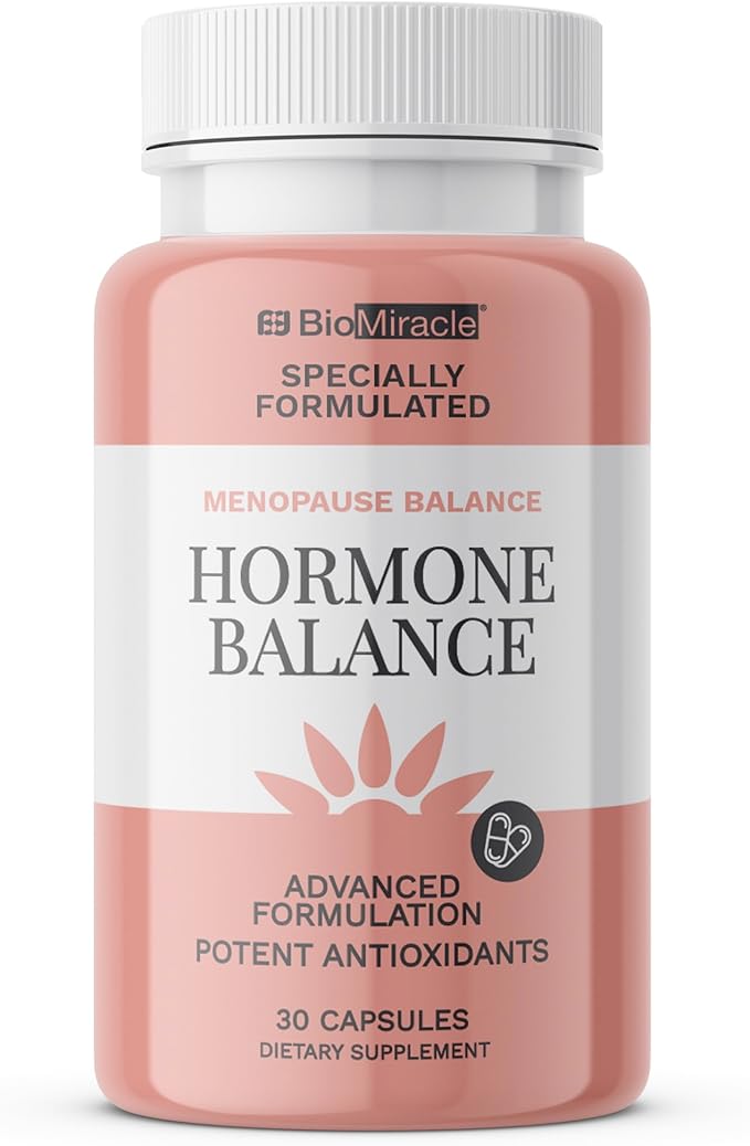 BioMiracle Menopause Balance - Advanced Hormone Support with KSM-66 Ashwagandha, Maca & Wild Yam - Supports Memory, Balance & Brain Health - Potent Antioxidants - 30 Capsules