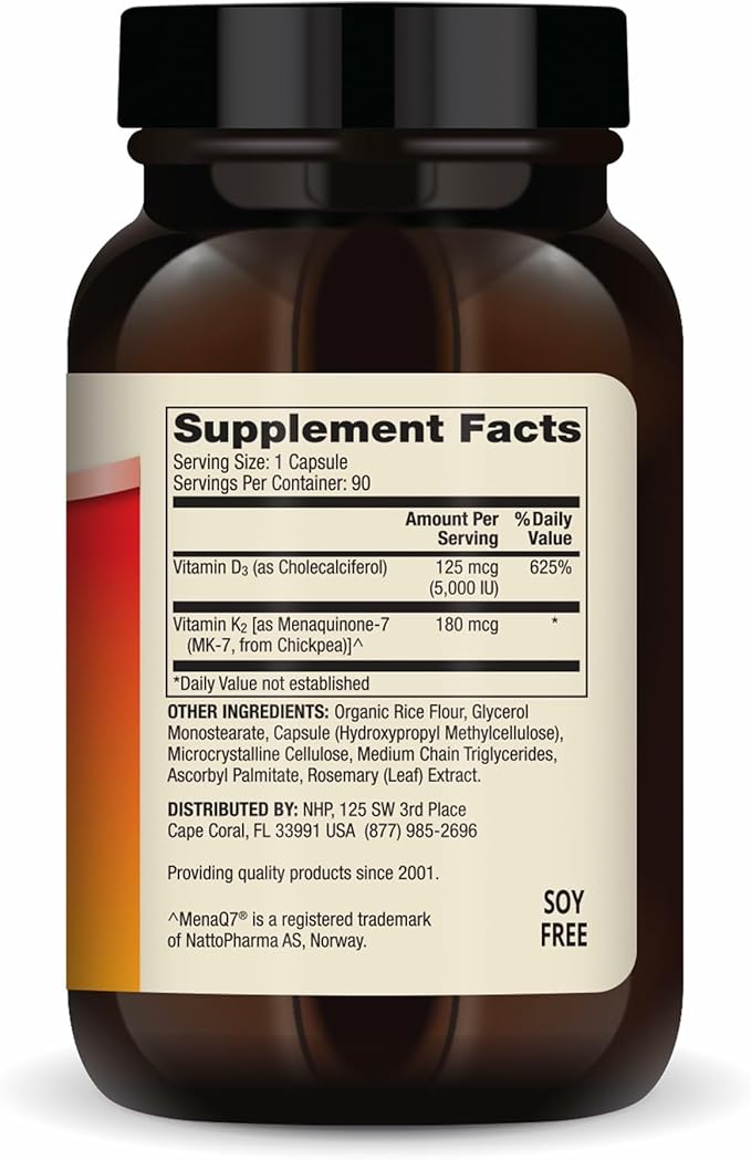 Dr. Mercola Vitamins D3 & K2 - Supports Immune, Brain, Cardiovascular, Respiratory & Bone Health - GMO-Free, Gluten-Free & Soy-Free - 90 Capsules (90 Servings)