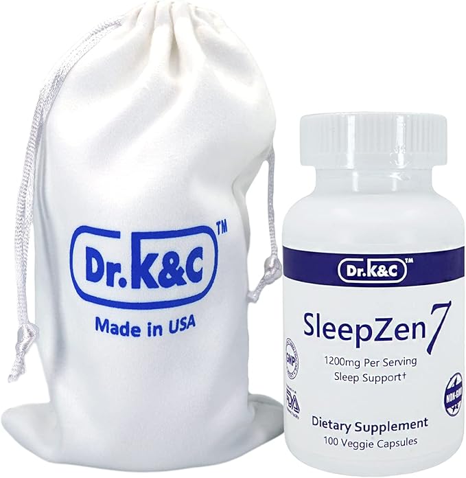 Dr.K&C SleepZen7 Sleep Supplement – All Natural Botanical Plant Sourced 1200 mg 100 Veggie Capsules Sleeping Support Organic Tart Cherry Valerian Root Extract No Filler Non GMO