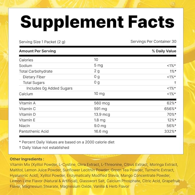 VITALBEAUTIE Super Retinol - Ingestible Liposomal Retinol & Vitamin C 1000mg Powder - Vegan K-Beauty Skin Supplement for Radiant Glass Skin & Tone, Dark Spot Care, 30 Packets