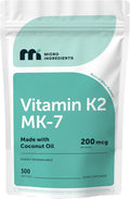 Micro Ingredients Vitamin K2 MK-7 200 mcg Per Serving, 300 Coconut Oil Softgels | K2 Vitamin Supplement with Coconut Oil | Non-GMO