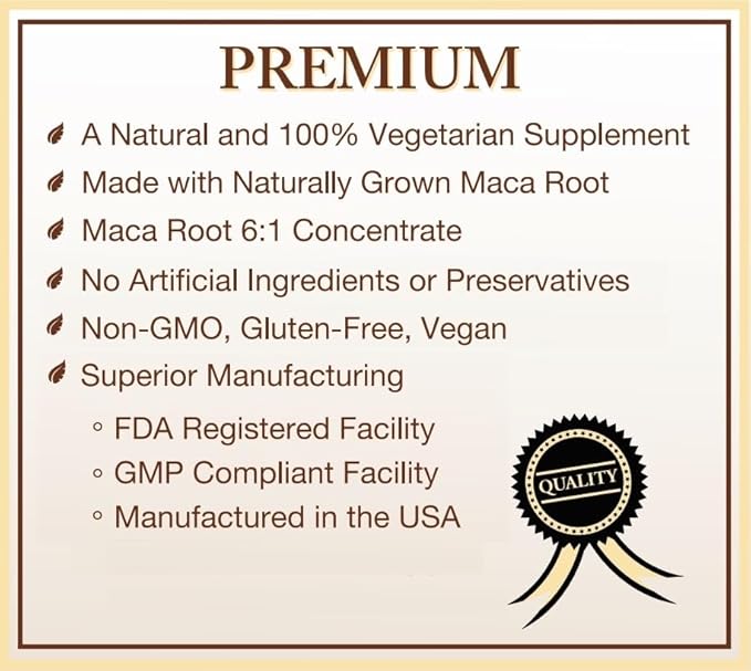 Organic Maca Root Capsules (High Potency), Non-GMO Verified Supplement - 120 Capsules, 2 Month Supply