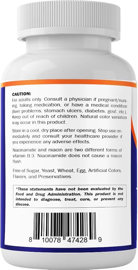 Vitamatic Niacinamide 500 mg 240 Tablets - Flush Free Vitamin B3 - Supports Energy Production-2 Pack