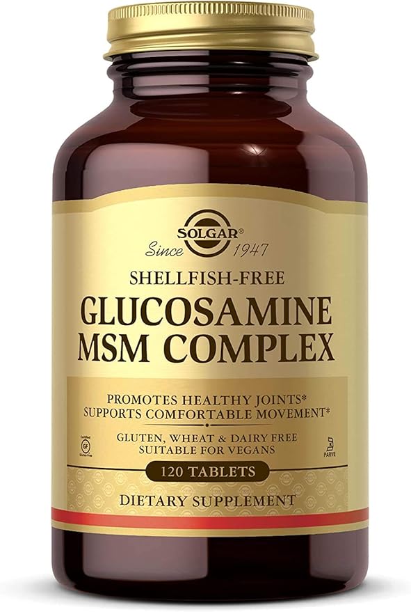 Solgar Glucosamine MSM Complex, 120 Tablets - Promotes Healthy Joints - Supports Range of Motion & Flexibility - Supports Collagen - Shellfish-Free - Gluten Free, Dairy Free, Kosher - 40 Servings