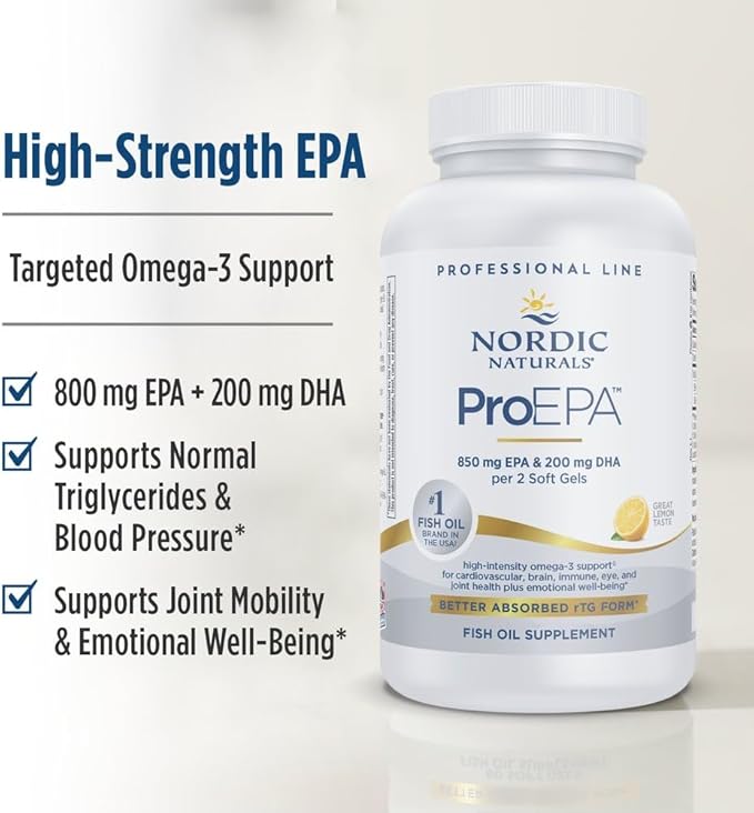 Nordic Naturals ProEPA, Lemon - 180 Soft Gels - 1210 mg Omega-3 - High-Intensity EPA Formula for Healthy Mood, Heart Health & Cellular Function - Non-GMO - 90 Servings