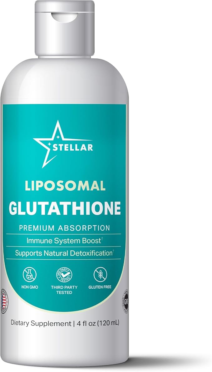 Stellar Liposomal Glutathione Liquid – Premium Absorption Antioxidant for Detox, Immune Support & Cellular Health – Non-GMO, Gluten-Free, Third-Party Tested – 4 fl oz (120 mL)