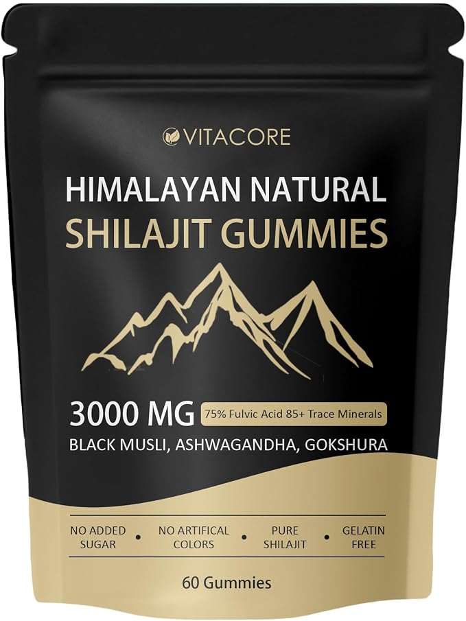 Vitacore Himalayan Shilajit Gummies with Fulvic Acid, 60 Count | Shilajit gummies with fulvic acid and trace minerals for a simple daily supplement routine; gluten-free formula