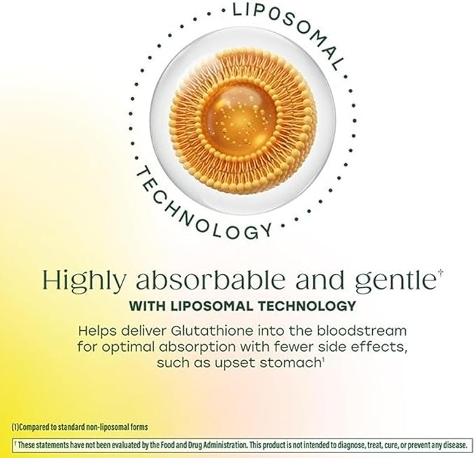 MegaFood High Absorption Liposomal Glutathione Supplement - Liver Detox & Powerful Antioxidant Support for Immune, Skin, Brain, and Cellular Health - Gluten Free, Vegan - 60 Capsules, 30 Servings