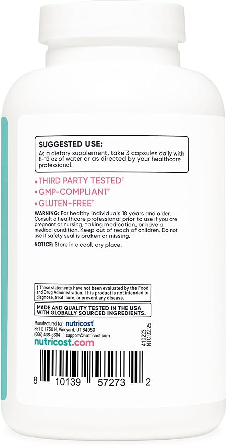 Nutricost D-Mannose with Cranberry Extract for Women 180 Capsules for 60 Servings Per Bottle - Vegan, GMO Free and Gluten Free