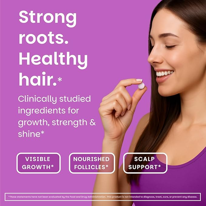 EZ Melts Hair Health Complete - Hair Supplement to Support Strength & Growth - Includes AnaGain Nu, Biotin, Apigenin, Bambo Silica & More - 120 Sublingual Tablets (60 Servings)