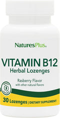 NaturesPlus Vitamin B12 1000 mcg - 30 Herbal Lozenges - Raspberry - Energy & Immune Health Support - Vegetarian, Gluten Free - 30 Servings