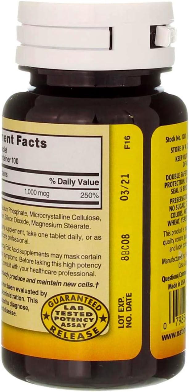 Nature`s Blend Folic Acid 1000mcg Tablets 100 Count (2 Pack)