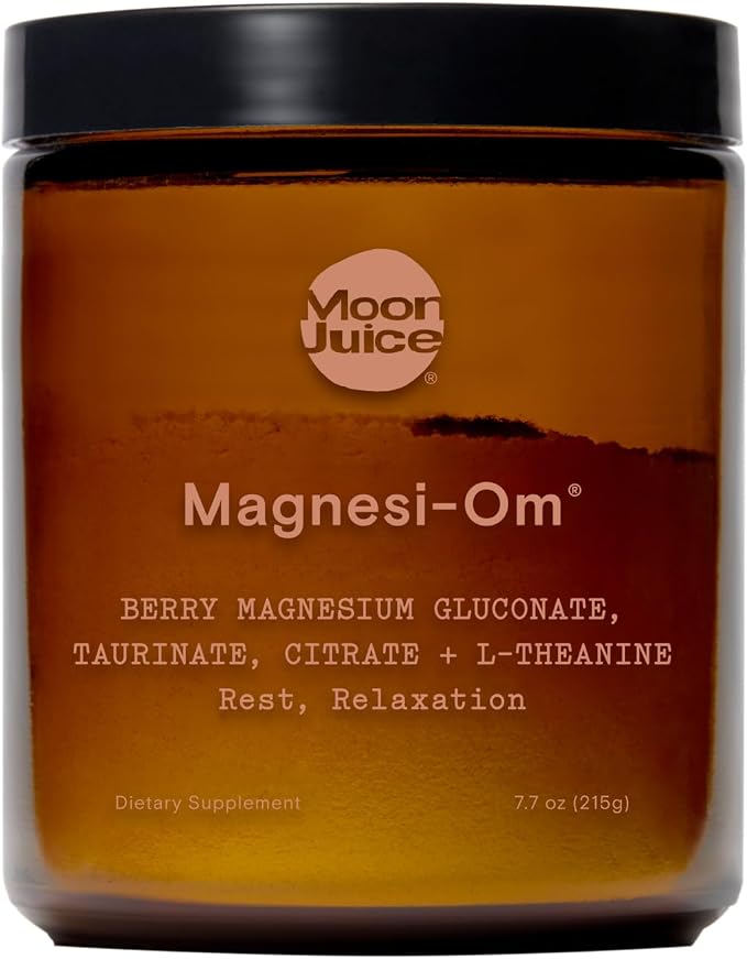 Moon Juice Magnesi-Om Magnesium Powder Supplement - Chelated Magnesium Complex + L-Theanine Blend for Rest, Relaxation & Regularity - Vegan, Non-GMO & No Sugar, Berry, 7.7 oz, 55 Servings